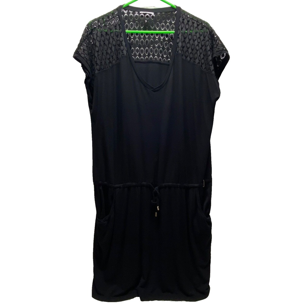 Calvin Klein Swimsuit Cover-Up Women's Medium Black Semi Sheer CK Swimwear GUC